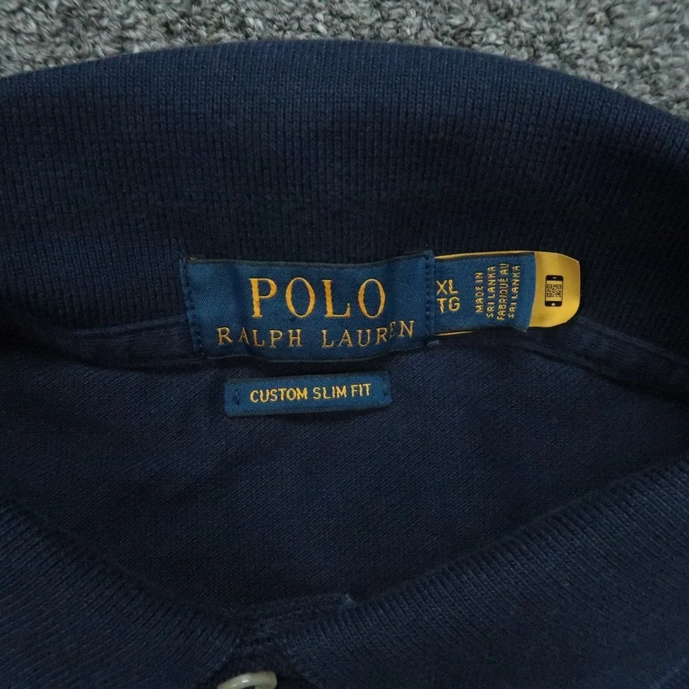 Polo Ralph Lauren Shirt Mens XL Blue Short Sleeve Big Pony Crest Custom Slim